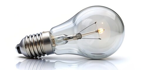 Incandescent Light Bulb on White Background