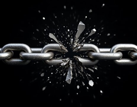 Broken Silver Chain Explosion on Black