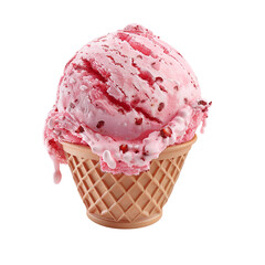 Pink Ice Cream in a Waffle Cone