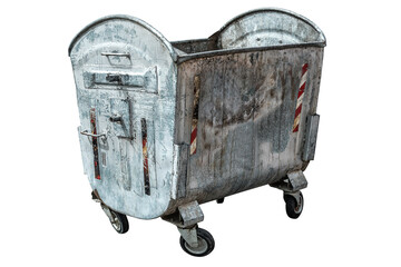 Metal garbage trash box bin on white background
