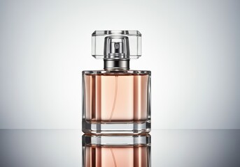 Naklejka premium Elegant perfume bottle with a sleek design and soft pink liquid