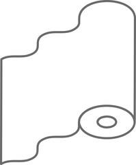 Simple line art illustration of a roll of fabric or paper unfurling.  Perfect for websites, presentations, or packaging related to textiles, design, or home decor.
