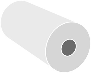 Clean, minimalist illustration of a roll of paper against a dark background. Ideal for presentations, website design, or packaging graphics related to paper products, manufacturing, or sustainability.