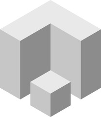 Abstract isometric illustration featuring gray cubes.  Perfect for presentations, websites, or tech-related designs needing a clean, modern aesthetic.