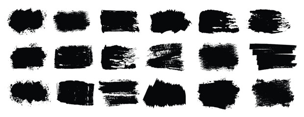 Hand drawn grunge ink brush strokes and lines, creative brush lines with rough edges. Abstract freehand doodle line borders. Black splashes