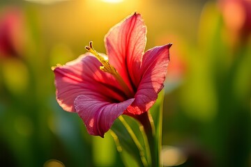 Fototapeta premium Close-up of a Beautiful Pink Flower in Sunlight