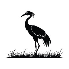 heron, icon symbol, crane - bird, bird, animal, black and white, water bird, egret, stork, beak, vector.