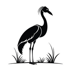 heron, icon symbol, crane - bird, bird, animal, black and white, water bird, egret, stork, beak, vector.