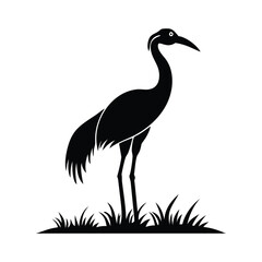 heron, icon symbol, crane - bird, bird, animal, black and white, water bird, egret, stork, beak, vector.
