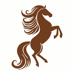 brown horse silhouette. horse silhouettes. rearing up brown mustang. standing horse side view vector silhouette. animal silhouette