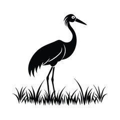 heron, icon symbol, crane - bird, bird, animal, black and white, water bird, egret, stork, beak, vector.