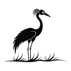 heron, icon symbol, crane - bird, bird, animal, black and white, water bird, egret, stork, beak, vector.