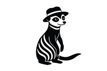 Cute meerkat silhouette vector illustration.