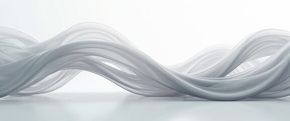 Abstract white wave, curve design with smooth motion. Modern graphic illustration, digital banner. Creative flowing wallpaper, grey tech template. Futuristic texture art, wavy light business style