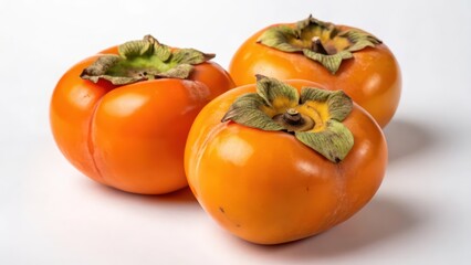 Three Persimmons on White Background