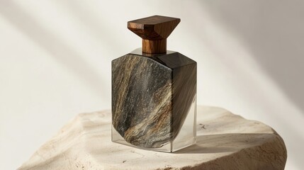 Elegant Stone Perfume Bottle on Neutral Background