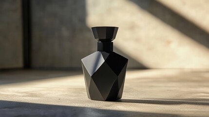 Geometric Black Vase with Dramatic Shadow Play