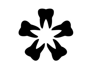 Vector isolated tooth logo for dentistry simple minimal black and white tooth flower