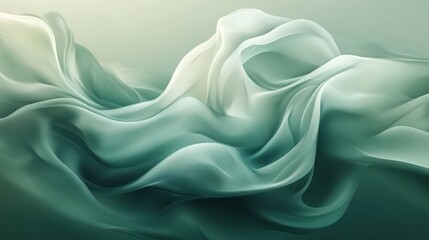 Fototapeta premium Serene Abstract Flowing Fabric Background with Soft Green and White Tones