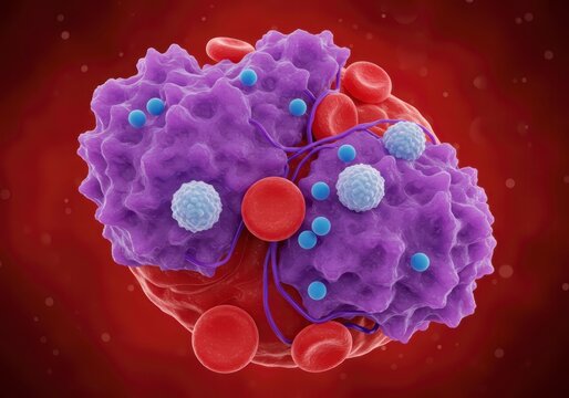 3D Illustration of Blood Clot with Fibrin, Red and White Blood Cells, and Activated Platelets