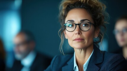This image captures a female executive in a serious discussion, showcasing her intelligence and determination as she navigates the complexities of modern business.