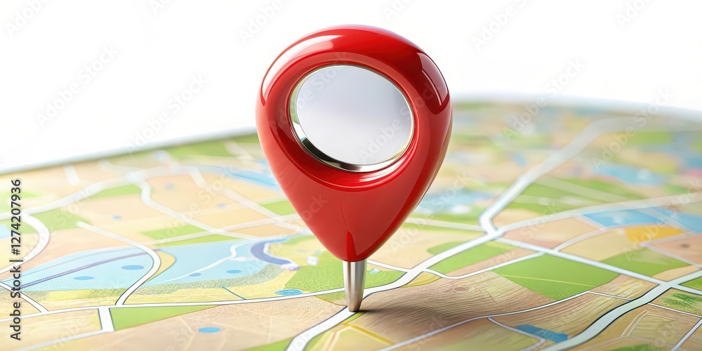 Poster red map pointer on white background