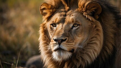 Fototapeta premium A collection of five lion heads,