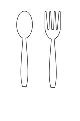 fork and spoon illustration white and black