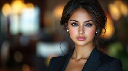 Fototapeta premium Portrait of a Beautiful Young Businesswoman with a Confident and Serene Expression