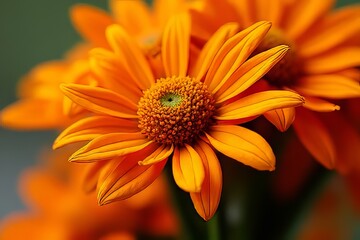Close Up of Vibrant Orange Flowers with Detailed Petals and Center