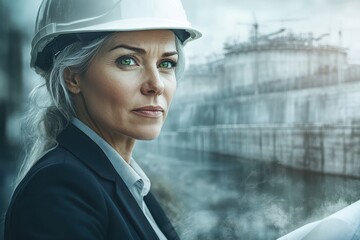 Confident Female Engineer Overseeing Industrial Project