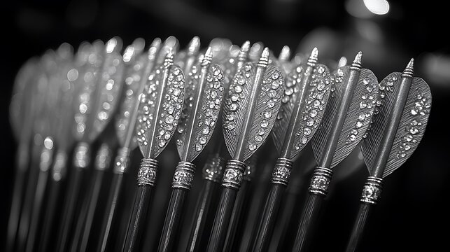 Decorative arrows, close-up, dark background, display