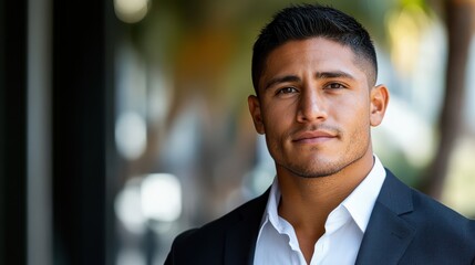 Fototapeta premium Confident Hispanic Businessman Portrait Outdoors
