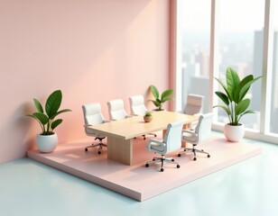 Fototapeta premium Minimalist Modern Office Meeting Room Interior Design - 3D Render
