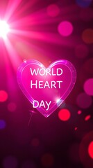 A depiction of World Heart Day Rich deep teal, bright lens flares, soft pastel colors, light streaks, luxurious, vibrant, gentle, soothing atmosphere