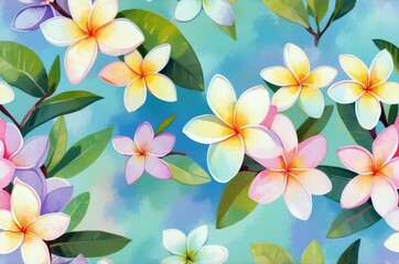 Fototapeta premium Vintage colorful fantasy dreamy abstract blooming botanical flowers seamless patterns illustration, nature theme concept texture design. 
