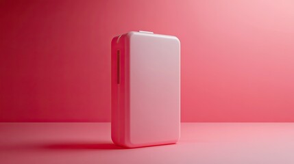 Simple 3D render of a battery icon on a red pastel background. 