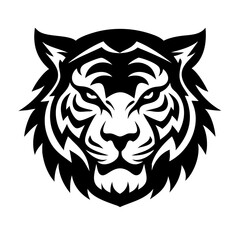 Angry jungle tiger face icon with intense eyes, symbolizing the wild and untamed.