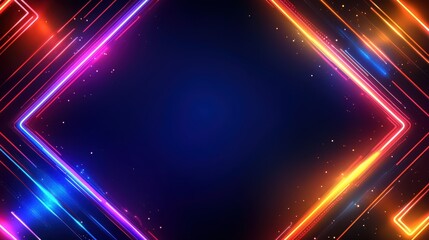 Obraz premium Vibrant neon light patterns with bold colors create a stunning visual effect. Ideal for backgrounds, presentations, or digital art projects seeking an energetic touch.