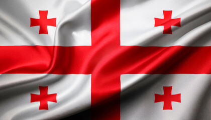 Georgia national flag with realistic fabric texture and smooth folds waving in the wind.