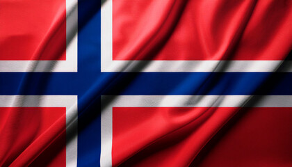 Norway national flag with realistic fabric texture and smooth folds waving in the wind.