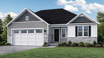 Modern Farmhouse Exterior with Sleek Design, Expansive Windows, and Abundant Sunlight