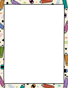 School supplies border clipart. Back to school border. Educational borders and frames. Teacher school border design. Border frame for kids