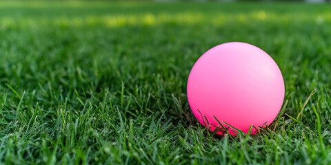 Pink Sphere in Green Grass
