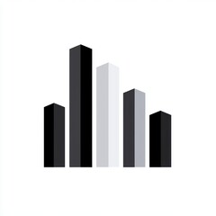 a flat-design monochrome black and gray bar chart, minimalist and professional data visualization, simple and elegant, isolated on white background