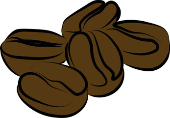 Coffee Beans Hand Drawn Illustration Clipart Vector