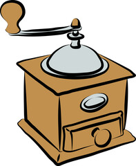 Coffee Grinder Hand Drawn Illustration Clipart Vector