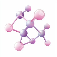 a pastel pink and lavender molecular structure, soft and modern scientific illustration, delicate color gradients, isolated on white background