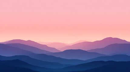 Fototapeta premium Serene Pink And Blue Mountain Range Silhouette