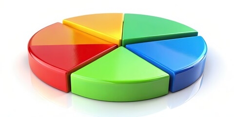 Obraz premium 3D Pie Chart, Six Segments, Color-Coded, White Background